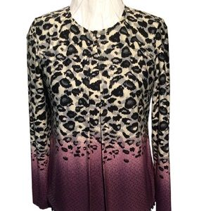 MSK 2 piece top tunic jacket leopard print purple ombré sequins beads de…